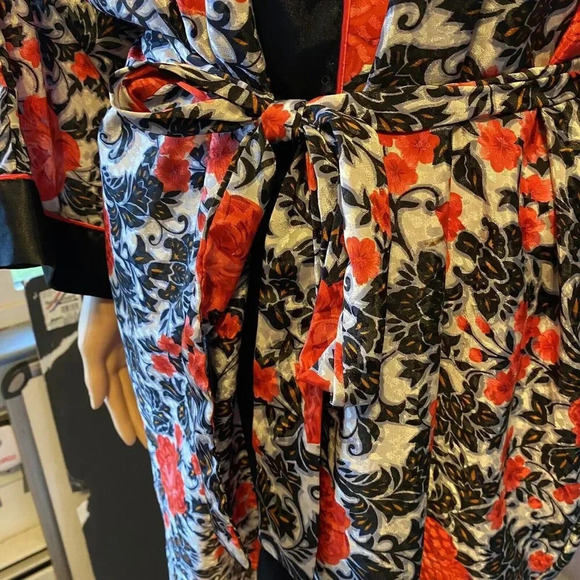 Y2K Samye Newman Lady M Floral Semi-Sheer Chiffon Kimono Robe Cottagecore Roman - Picture 7 of 9